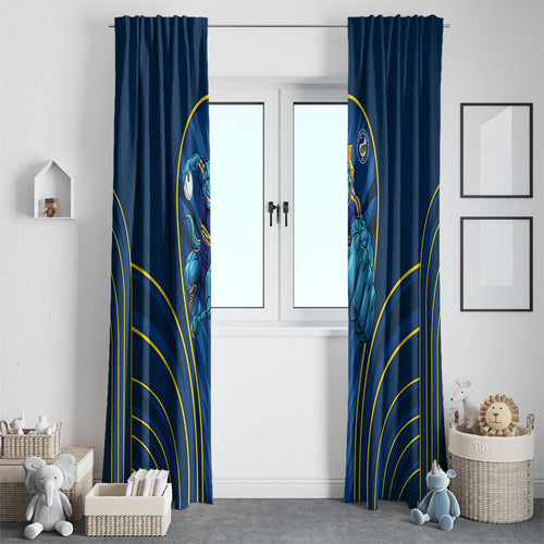 Parramatta Eels Rugby Mascot Window Curtain Australian Rugby Culture - Tribal Inspired Eel