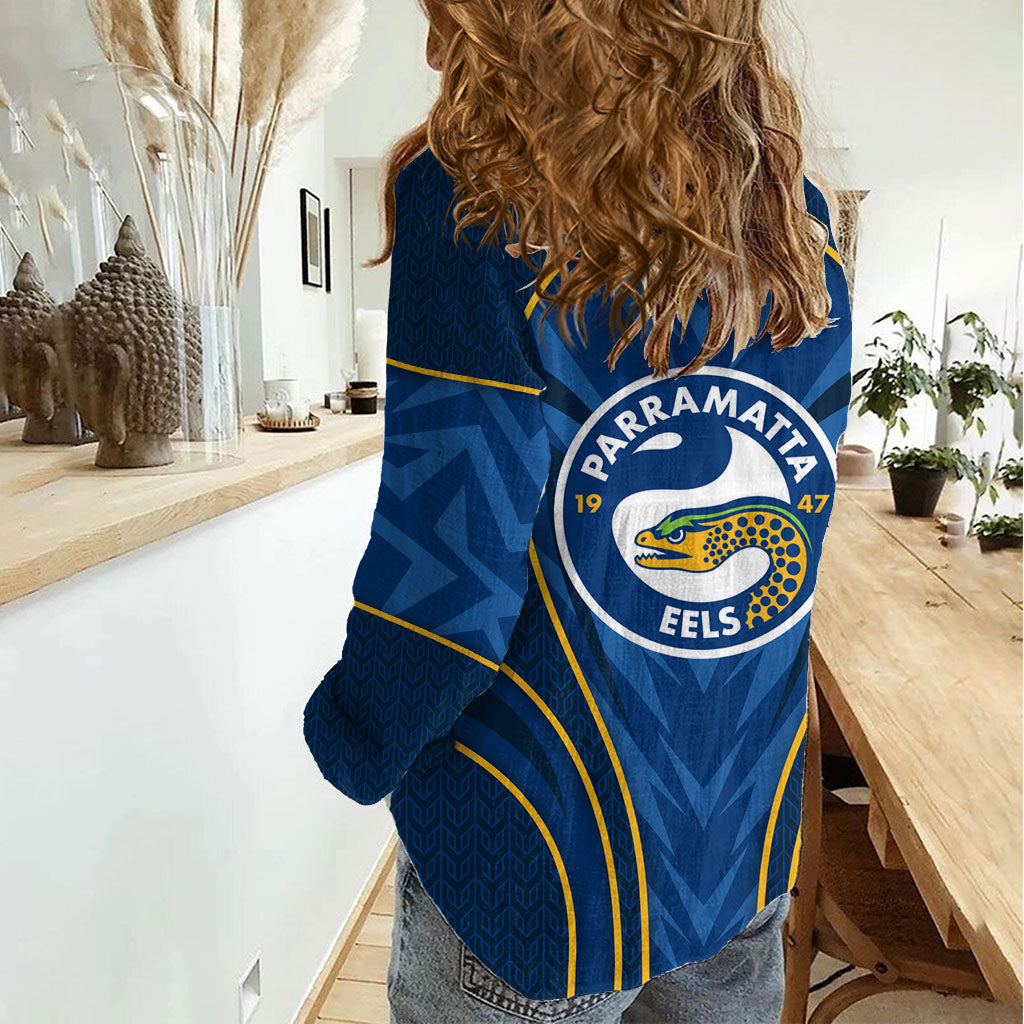Parramatta Eels Rugby Mascot Women Casual Shirt Australian Rugby Culture - Tribal Inspired Eel