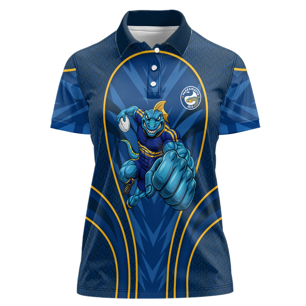 Parramatta Eels Rugby Mascot Women Polo Shirt Australian Rugby Culture - Tribal Inspired Eel