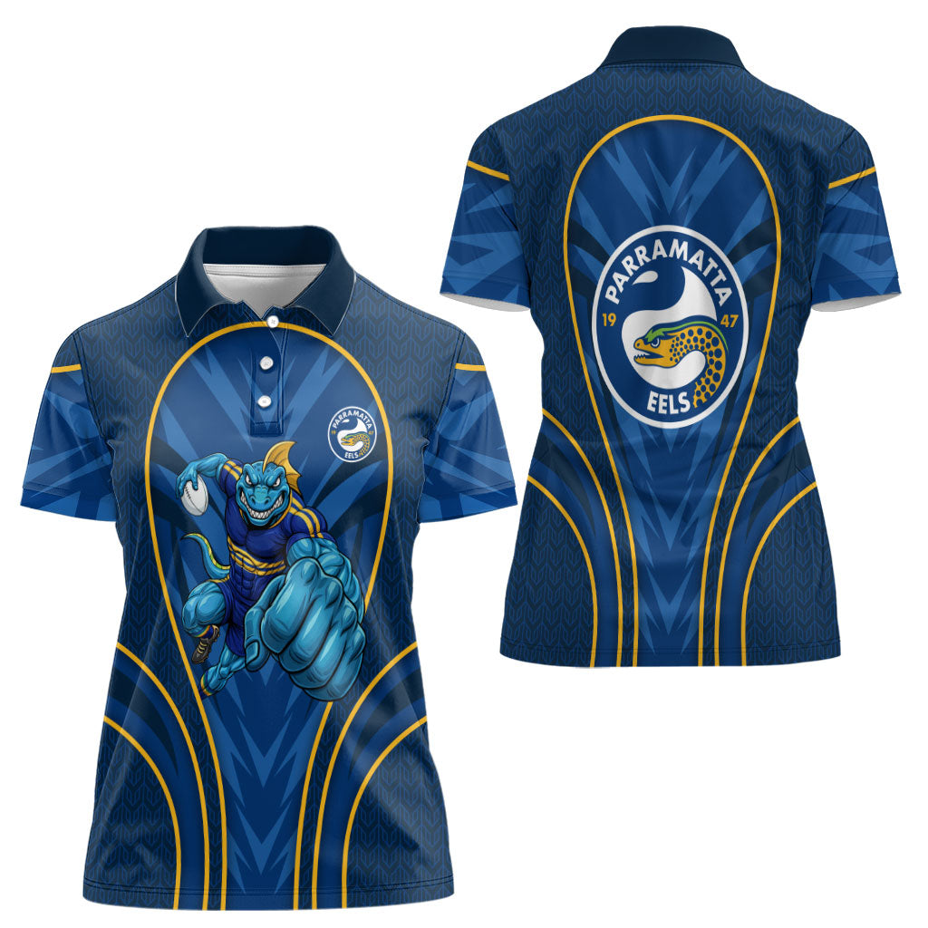 Parramatta Eels Rugby Mascot Women Polo Shirt Australian Rugby Culture - Tribal Inspired Eel