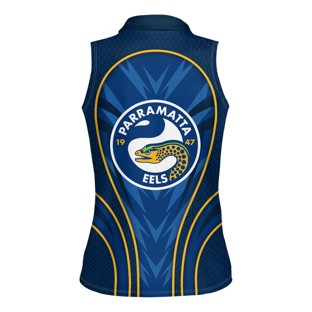 Parramatta Eels Rugby Mascot Women Sleeveless Polo Shirt Australian Rugby Culture - Tribal Inspired Eel