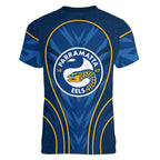 Parramatta Eels Rugby Mascot Women V-Neck T-Shirt Australian Rugby Culture - Tribal Inspired Eel