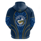 Parramatta Eels Rugby Mascot Zip Hoodie Australian Rugby Culture - Tribal Inspired Eel