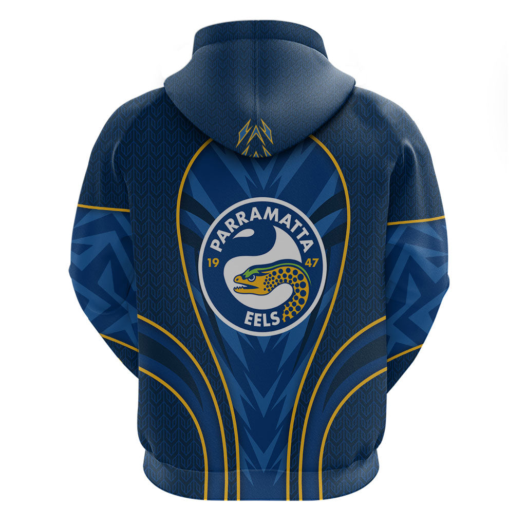 Parramatta Eels Rugby Mascot Zip Hoodie Australian Rugby Culture - Tribal Inspired Eel