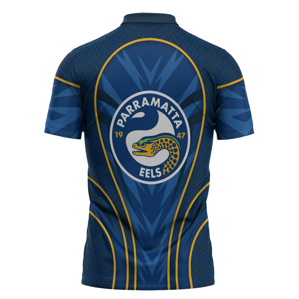 Parramatta Eels Rugby Mascot Zipper Polo Shirt Australian Rugby Culture - Tribal Inspired Eel