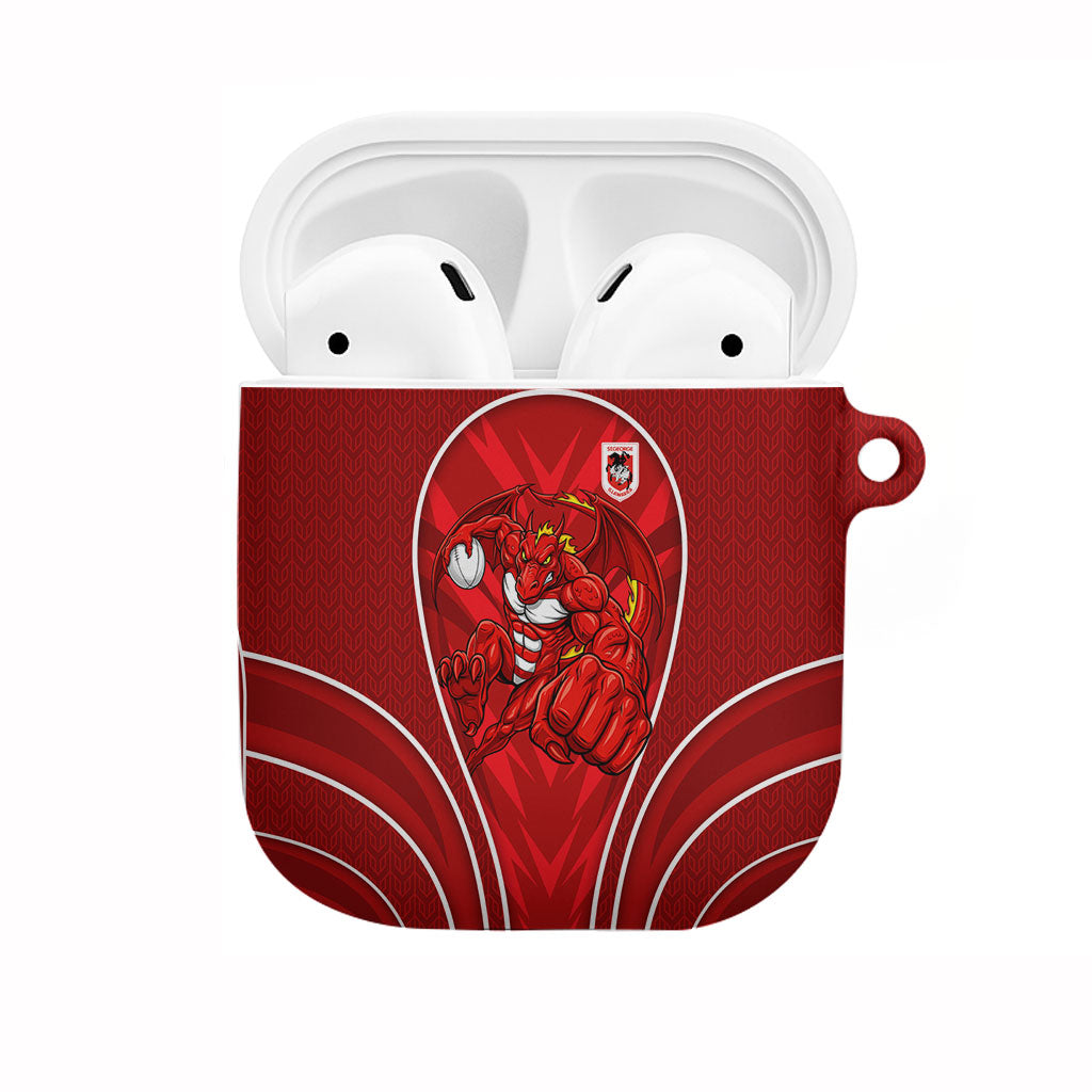 St George Illawarra Dragons Rugby Mascot AirPods Case Australian Rugby Culture - Tribal Inspired Dragon