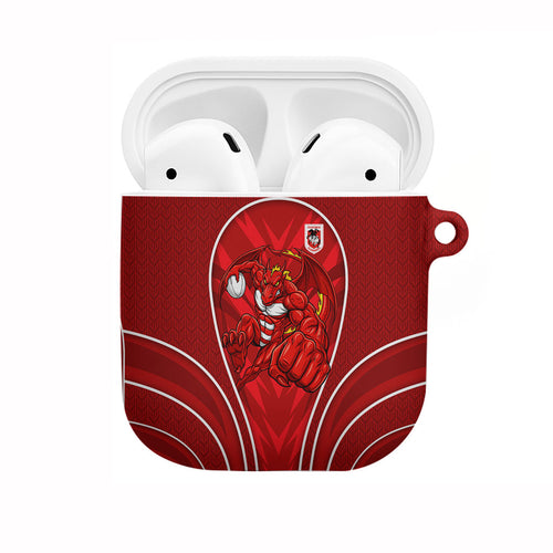 St George Illawarra Dragons Rugby Mascot AirPods Case Australian Rugby Culture - Tribal Inspired Dragon