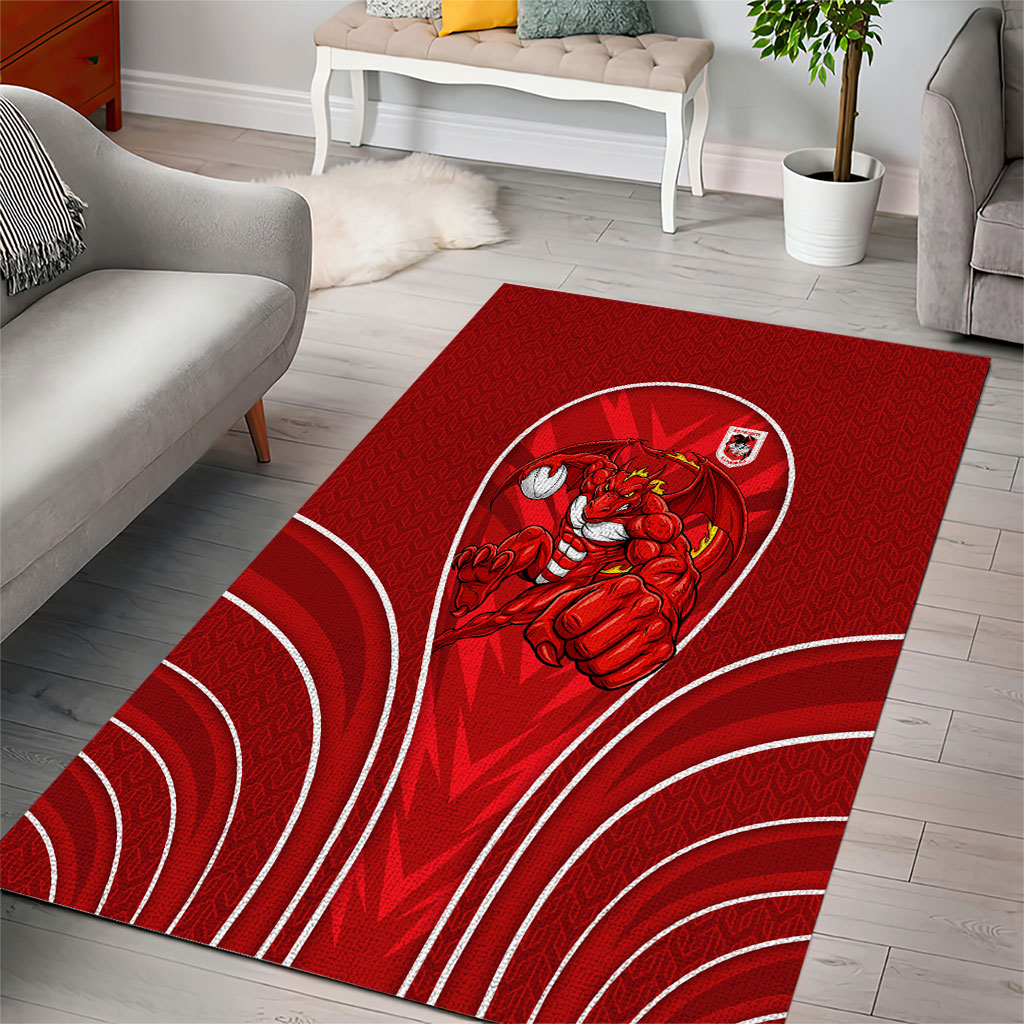 St George Illawarra Dragons Rugby Mascot Area Rug Australian Rugby Culture - Tribal Inspired Dragon