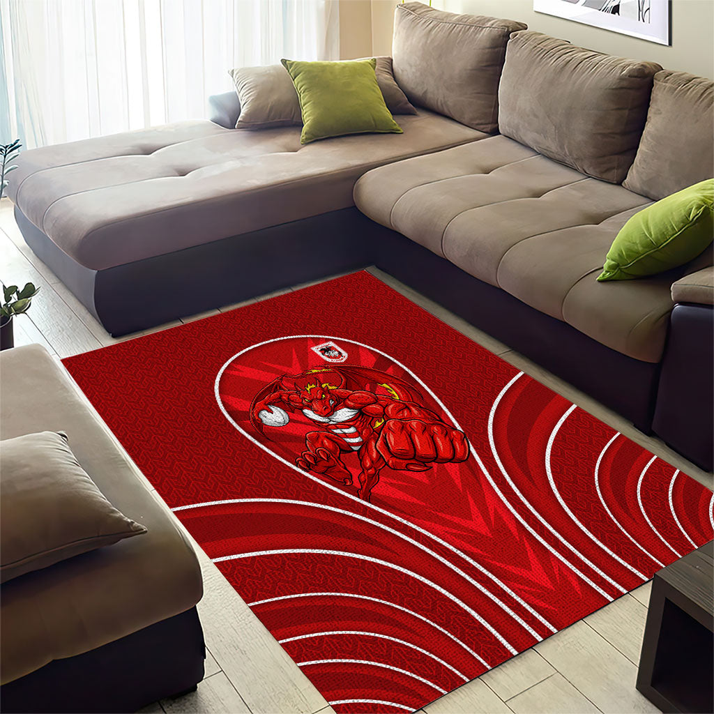 St George Illawarra Dragons Rugby Mascot Area Rug Australian Rugby Culture - Tribal Inspired Dragon