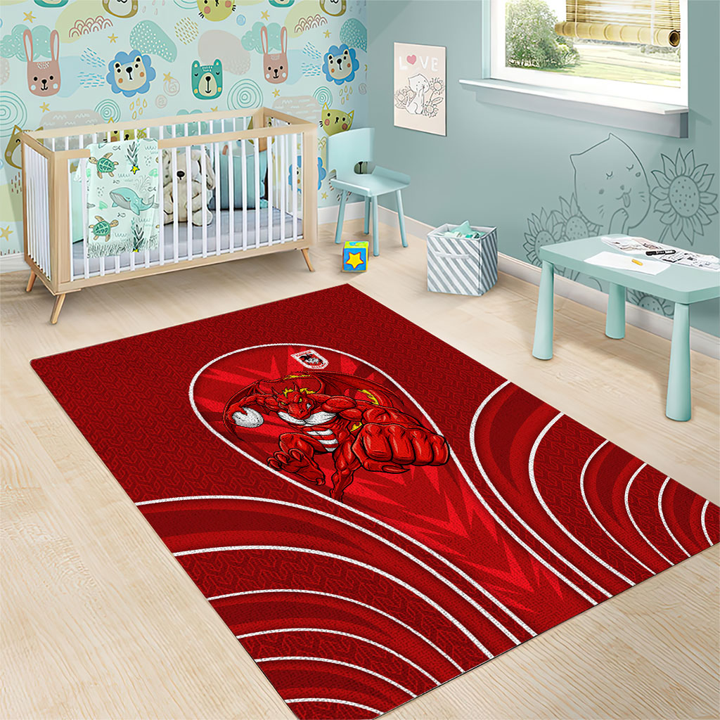 St George Illawarra Dragons Rugby Mascot Area Rug Australian Rugby Culture - Tribal Inspired Dragon