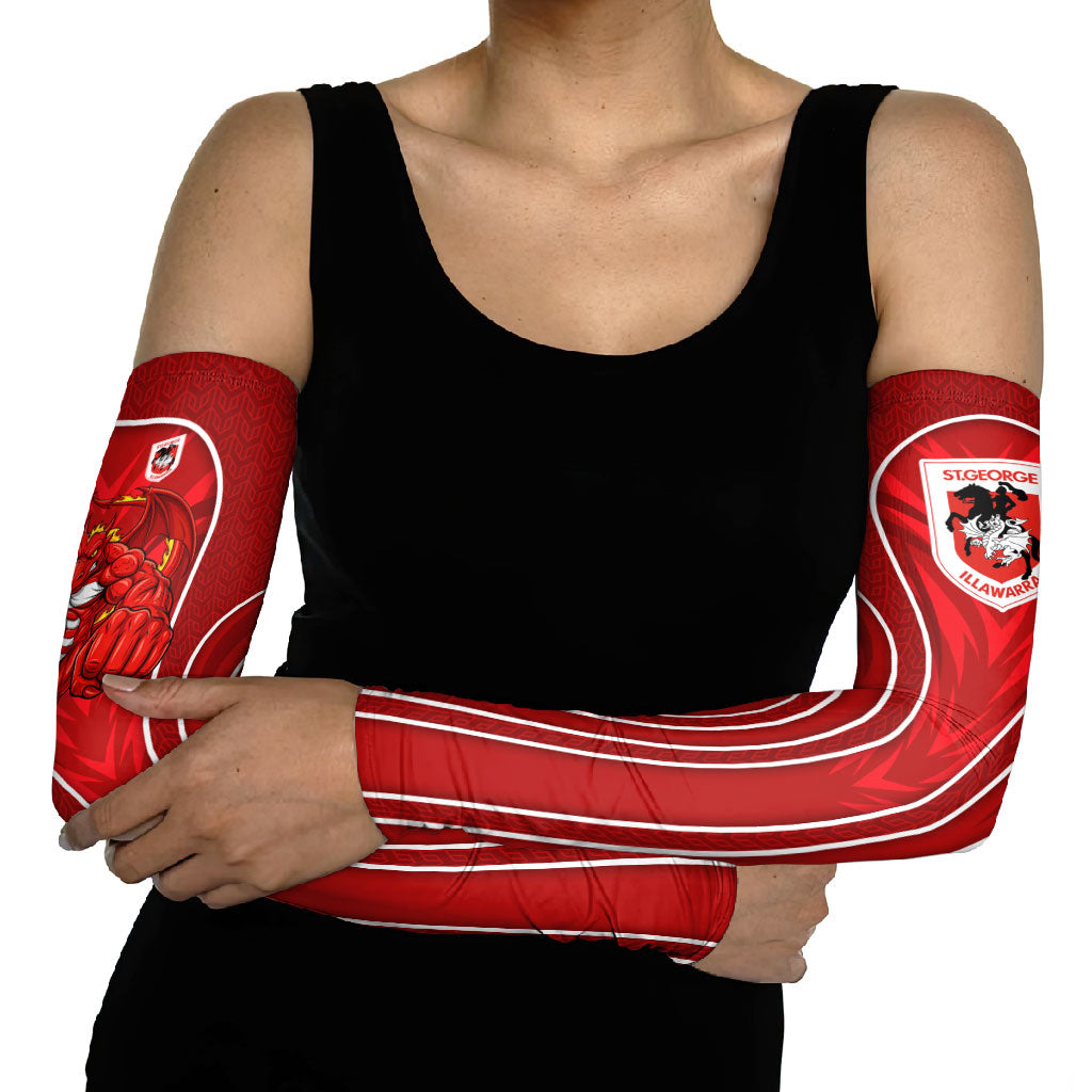St George Illawarra Dragons Rugby Mascot Arm Sleeves Australian Rugby Culture - Tribal Inspired Dragon