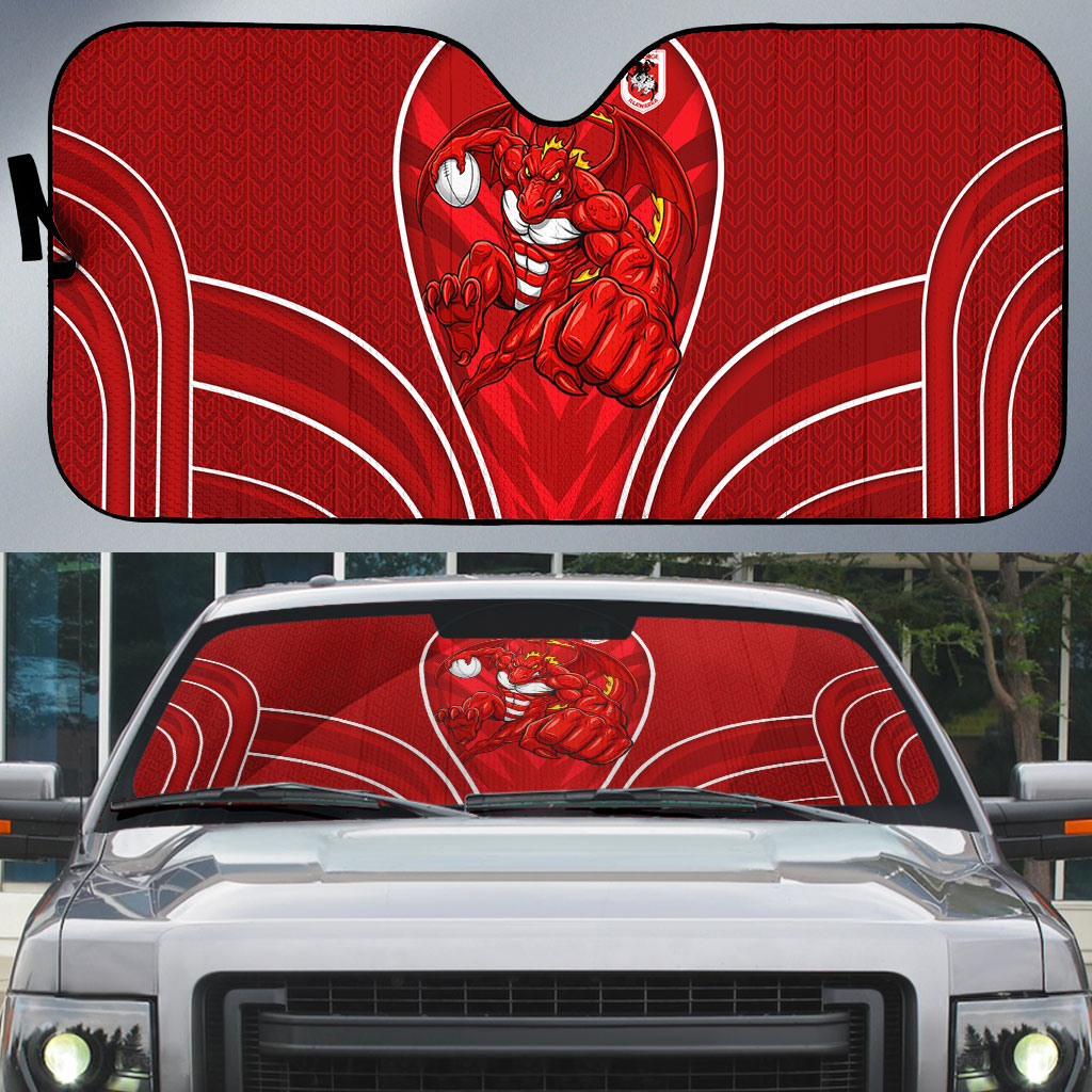 St George Illawarra Dragons Rugby Mascot Auto Sun Shade Australian Rugby Culture - Tribal Inspired Dragon