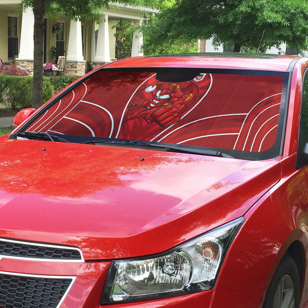 St George Illawarra Dragons Rugby Mascot Auto Sun Shade Australian Rugby Culture - Tribal Inspired Dragon