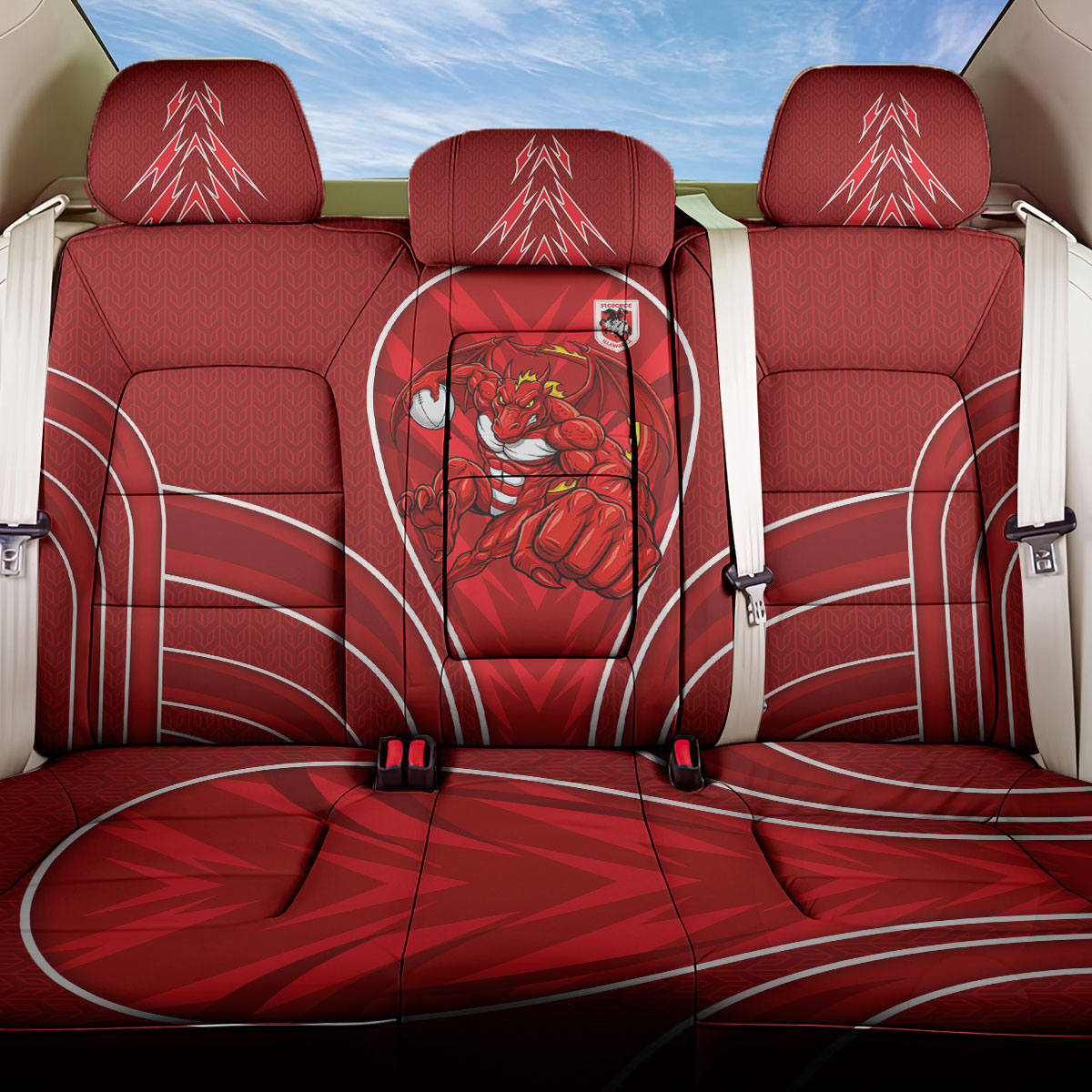 St George Illawarra Dragons Rugby Mascot Back Car Seat Cover Australian Rugby Culture - Tribal Inspired Dragon