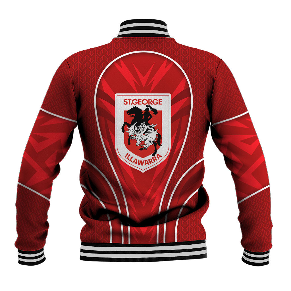 St George Illawarra Dragons Rugby Mascot Baseball Jacket Australian Rugby Culture - Tribal Inspired Dragon