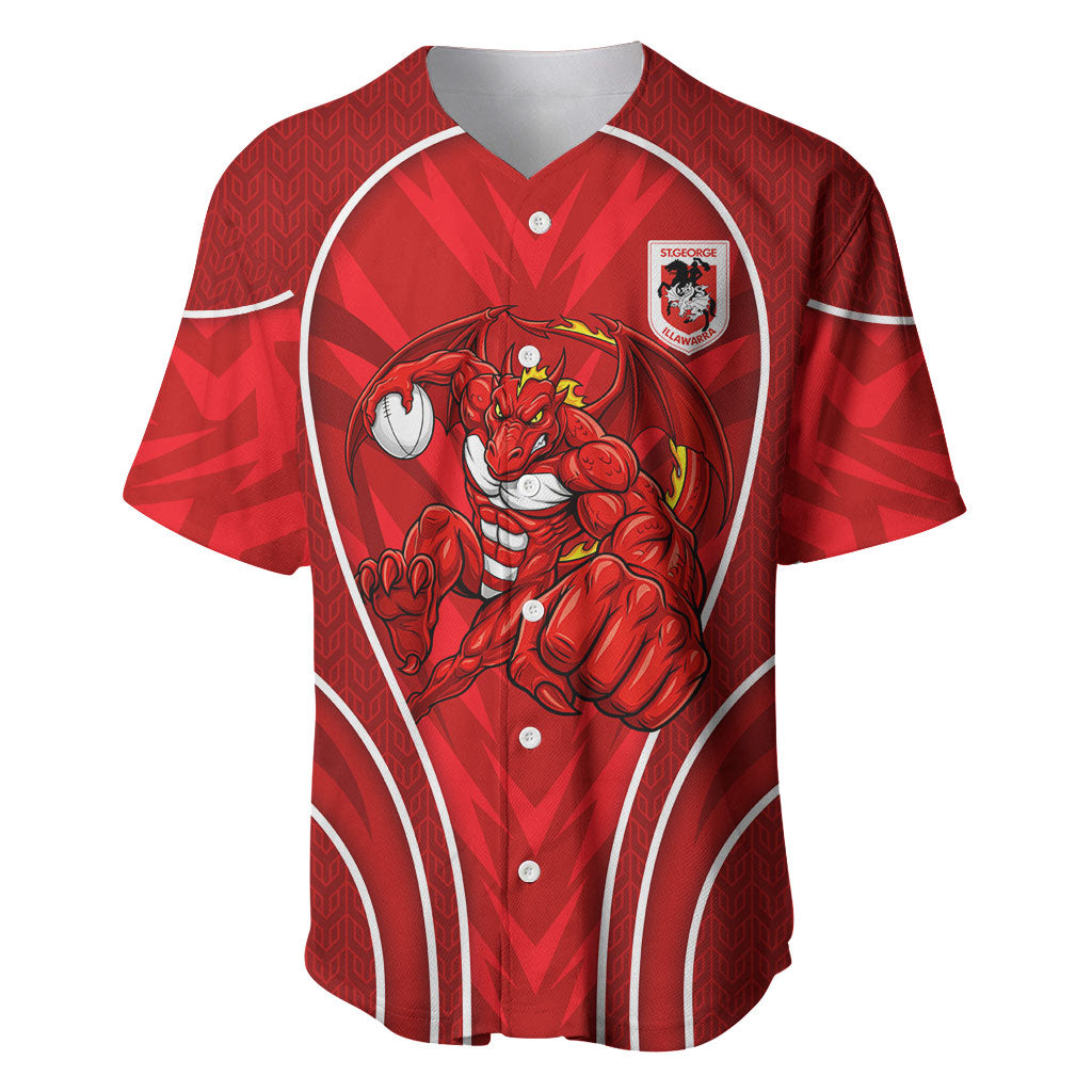 St George Illawarra Dragons Rugby Mascot Baseball Jersey Australian Rugby Culture - Tribal Inspired Dragon