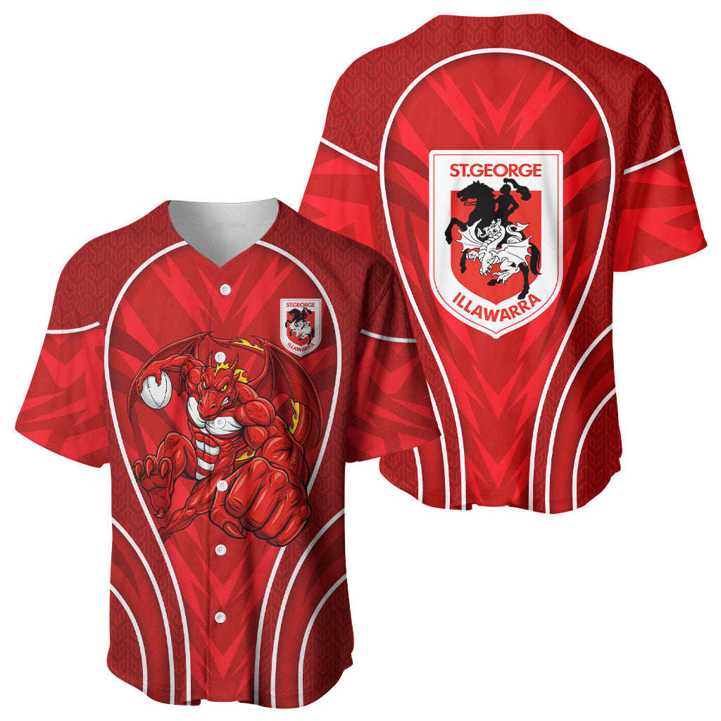 St George Illawarra Dragons Rugby Mascot Baseball Jersey Australian Rugby Culture - Tribal Inspired Dragon