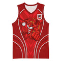 St George Illawarra Dragons Rugby Mascot Basketball Jersey Australian Rugby Culture - Tribal Inspired Dragon