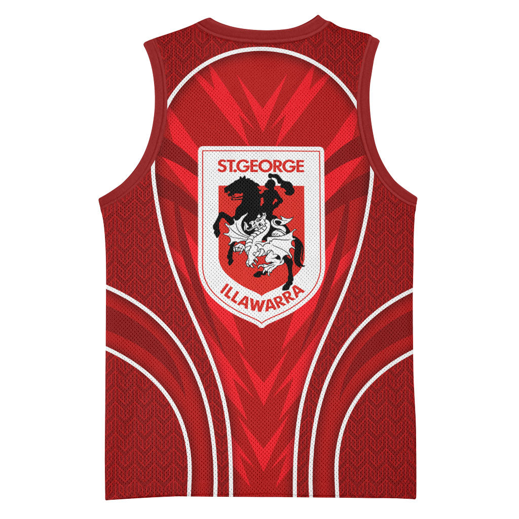 St George Illawarra Dragons Rugby Mascot Basketball Jersey Australian Rugby Culture - Tribal Inspired Dragon