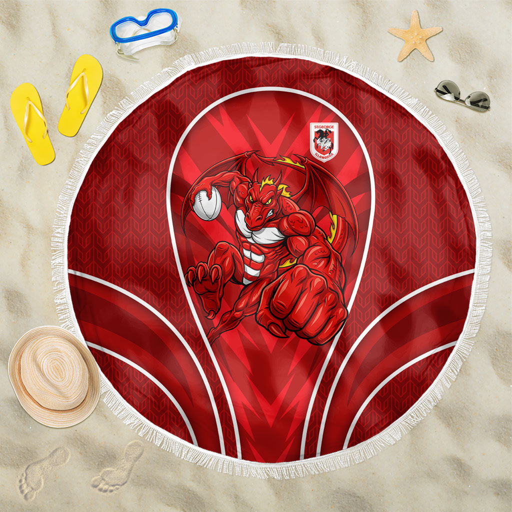 St George Illawarra Dragons Rugby Mascot Beach Blanket Australian Rugby Culture - Tribal Inspired Dragon