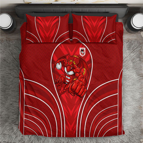 St George Illawarra Dragons Rugby Mascot Bedding Set Australian Rugby Culture - Tribal Inspired Dragon