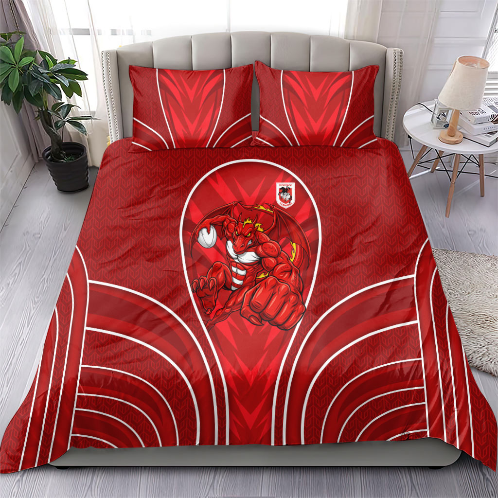 St George Illawarra Dragons Rugby Mascot Bedding Set Australian Rugby Culture - Tribal Inspired Dragon