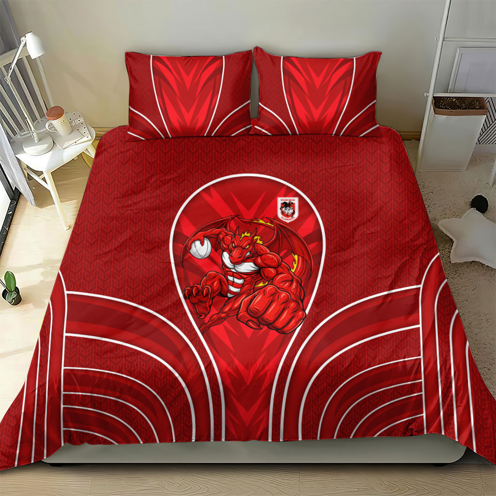 St George Illawarra Dragons Rugby Mascot Bedding Set Australian Rugby Culture - Tribal Inspired Dragon
