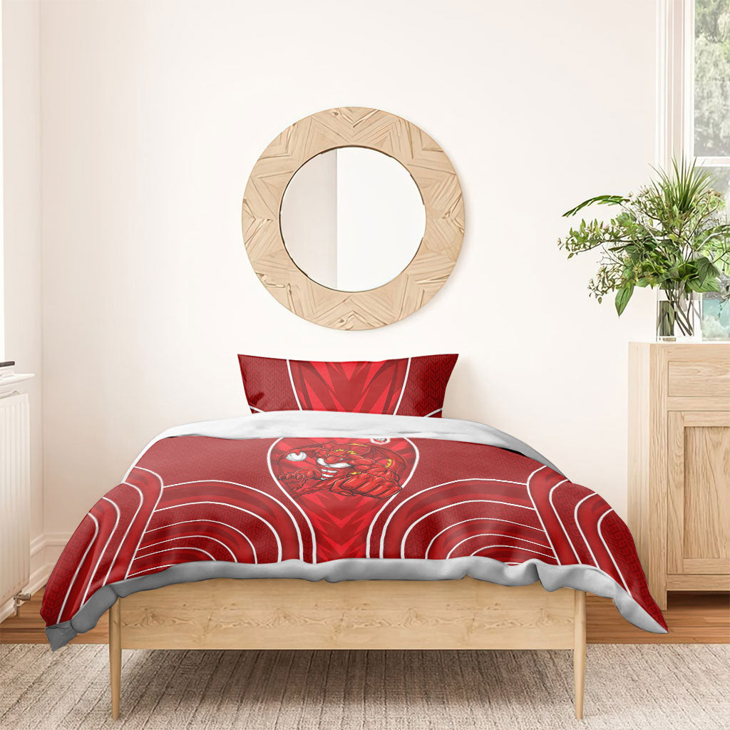 St George Illawarra Dragons Rugby Mascot Bedding Set Australian Rugby Culture - Tribal Inspired Dragon