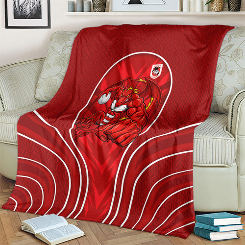 St George Illawarra Dragons Rugby Mascot Blanket Australian Rugby Culture - Tribal Inspired Dragon