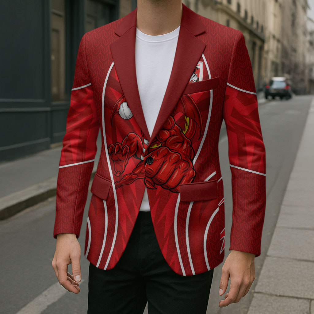 St George Illawarra Dragons Rugby Mascot Blazer Australian Rugby Culture - Tribal Inspired Dragon