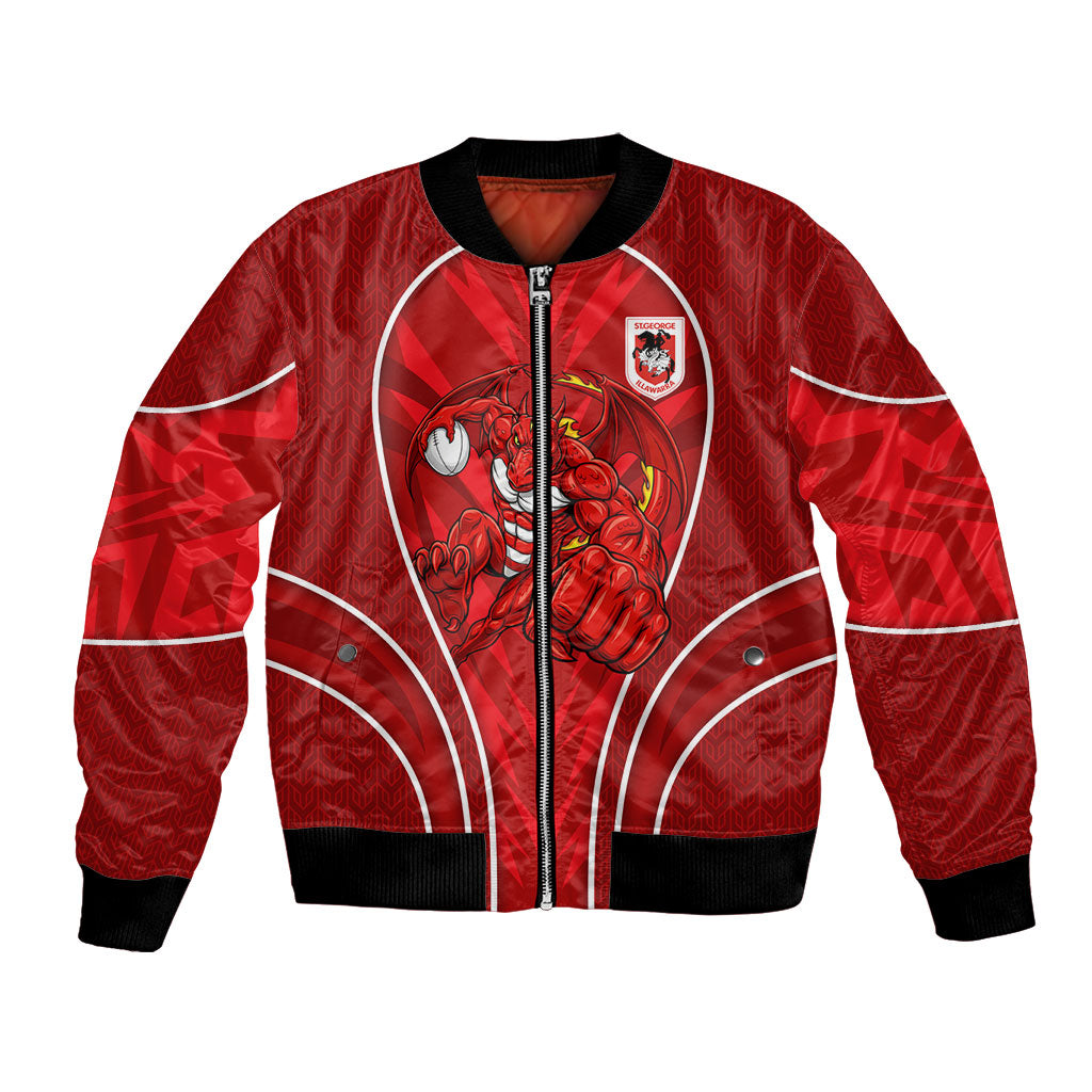 St George Illawarra Dragons Rugby Mascot Bomber Jacket Australian Rugby Culture - Tribal Inspired Dragon