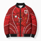 St George Illawarra Dragons Rugby Mascot Bomber Puffer Jacket Australian Rugby Culture - Tribal Inspired Dragon