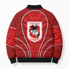 St George Illawarra Dragons Rugby Mascot Bomber Puffer Jacket Australian Rugby Culture - Tribal Inspired Dragon