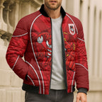 St George Illawarra Dragons Rugby Mascot Bomber Puffer Jacket Australian Rugby Culture - Tribal Inspired Dragon