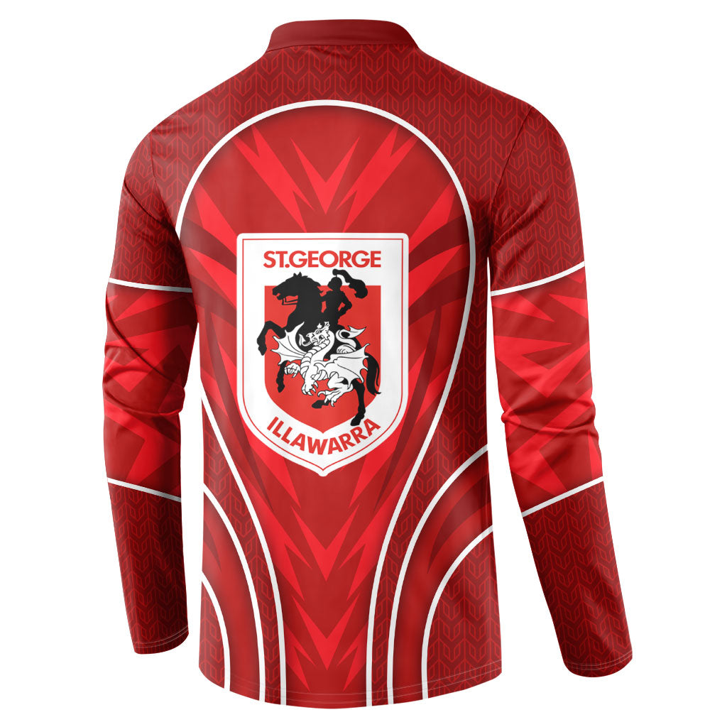 St George Illawarra Dragons Rugby Mascot Button Sweatshirt Australian Rugby Culture - Tribal Inspired Dragon