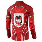 St George Illawarra Dragons Rugby Mascot Button Sweatshirt Australian Rugby Culture - Tribal Inspired Dragon