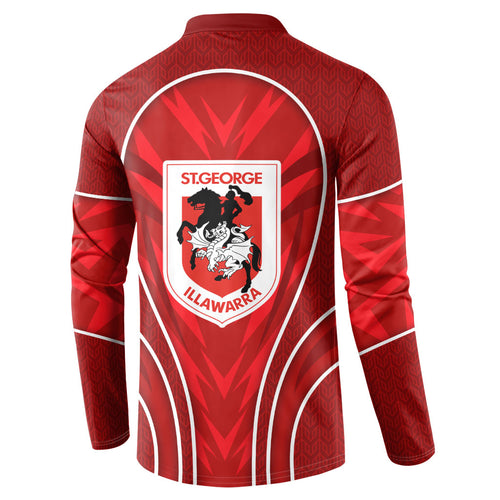 St George Illawarra Dragons Rugby Mascot Button Sweatshirt Australian Rugby Culture - Tribal Inspired Dragon