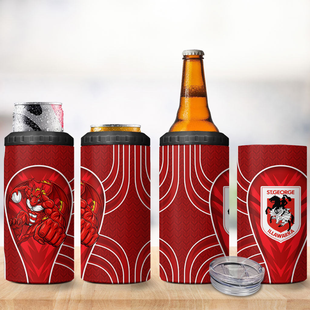 St George Illawarra Dragons Rugby Mascot 4 in 1 Can Cooler Tumbler Australian Rugby Culture - Tribal Inspired Dragon