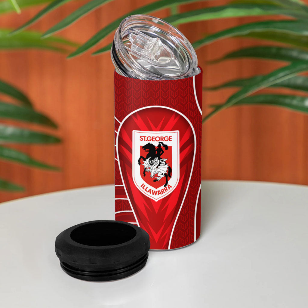St George Illawarra Dragons Rugby Mascot 4 in 1 Can Cooler Tumbler Australian Rugby Culture - Tribal Inspired Dragon