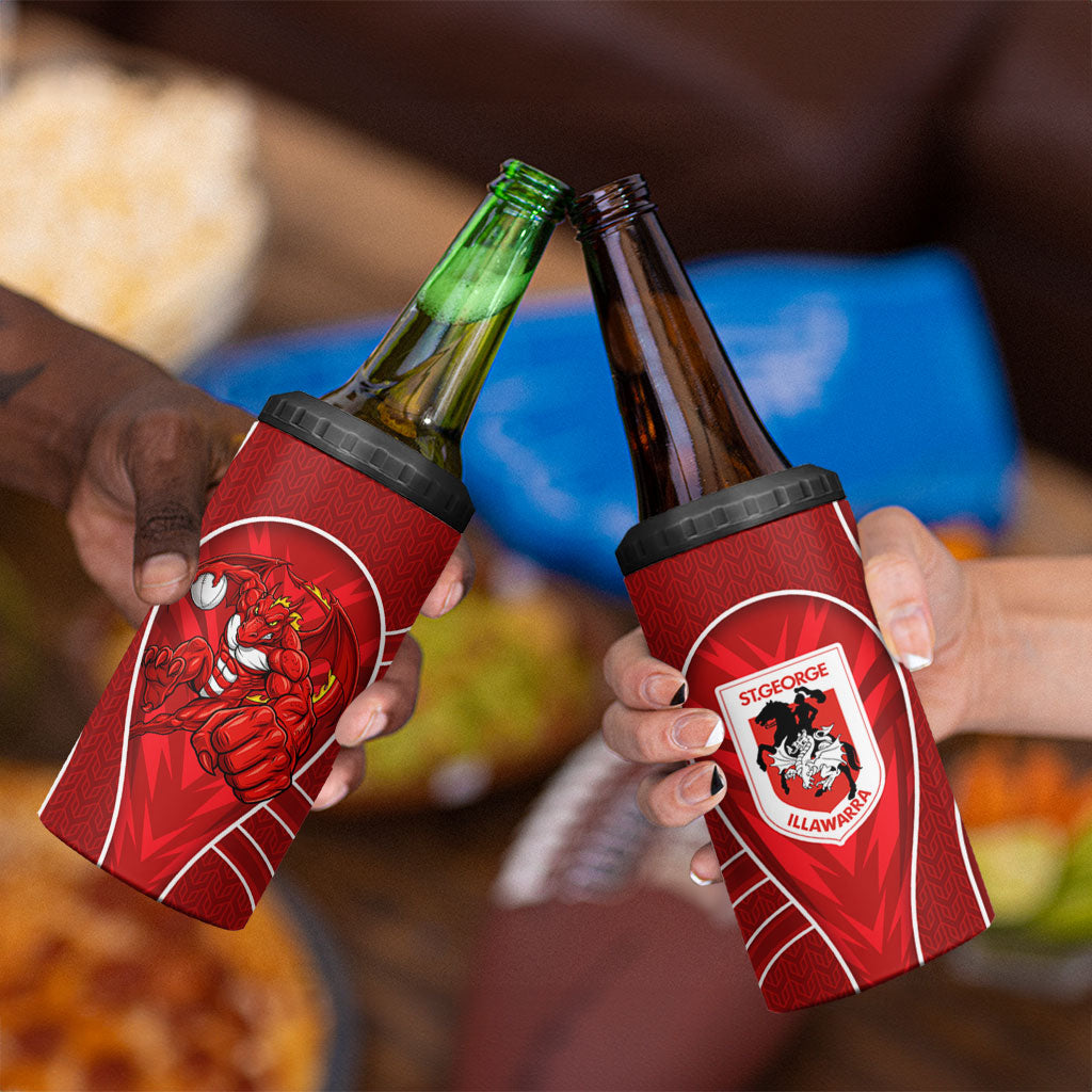 St George Illawarra Dragons Rugby Mascot 4 in 1 Can Cooler Tumbler Australian Rugby Culture - Tribal Inspired Dragon