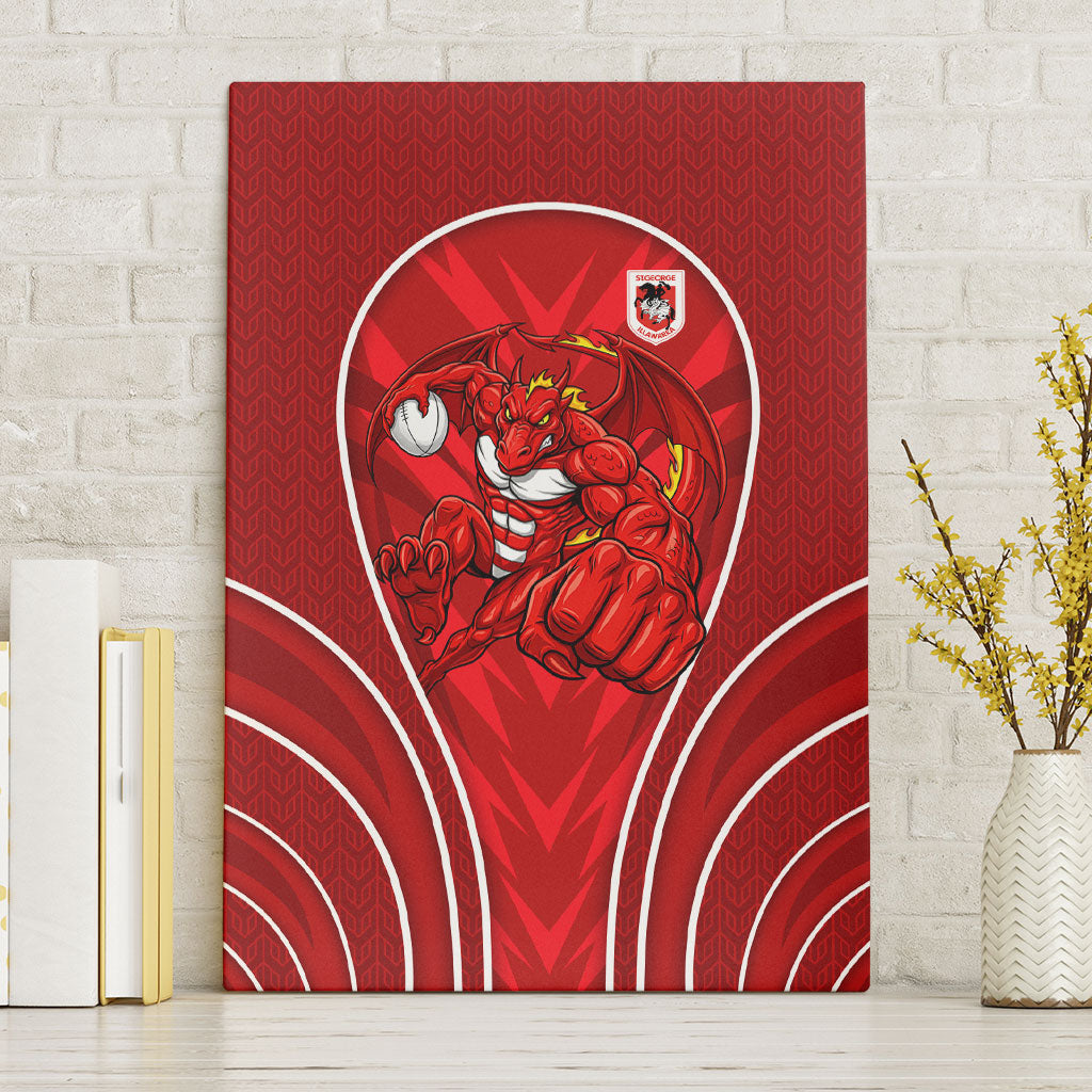 St George Illawarra Dragons Rugby Mascot Canvas Wall Art Australian Rugby Culture - Tribal Inspired Dragon