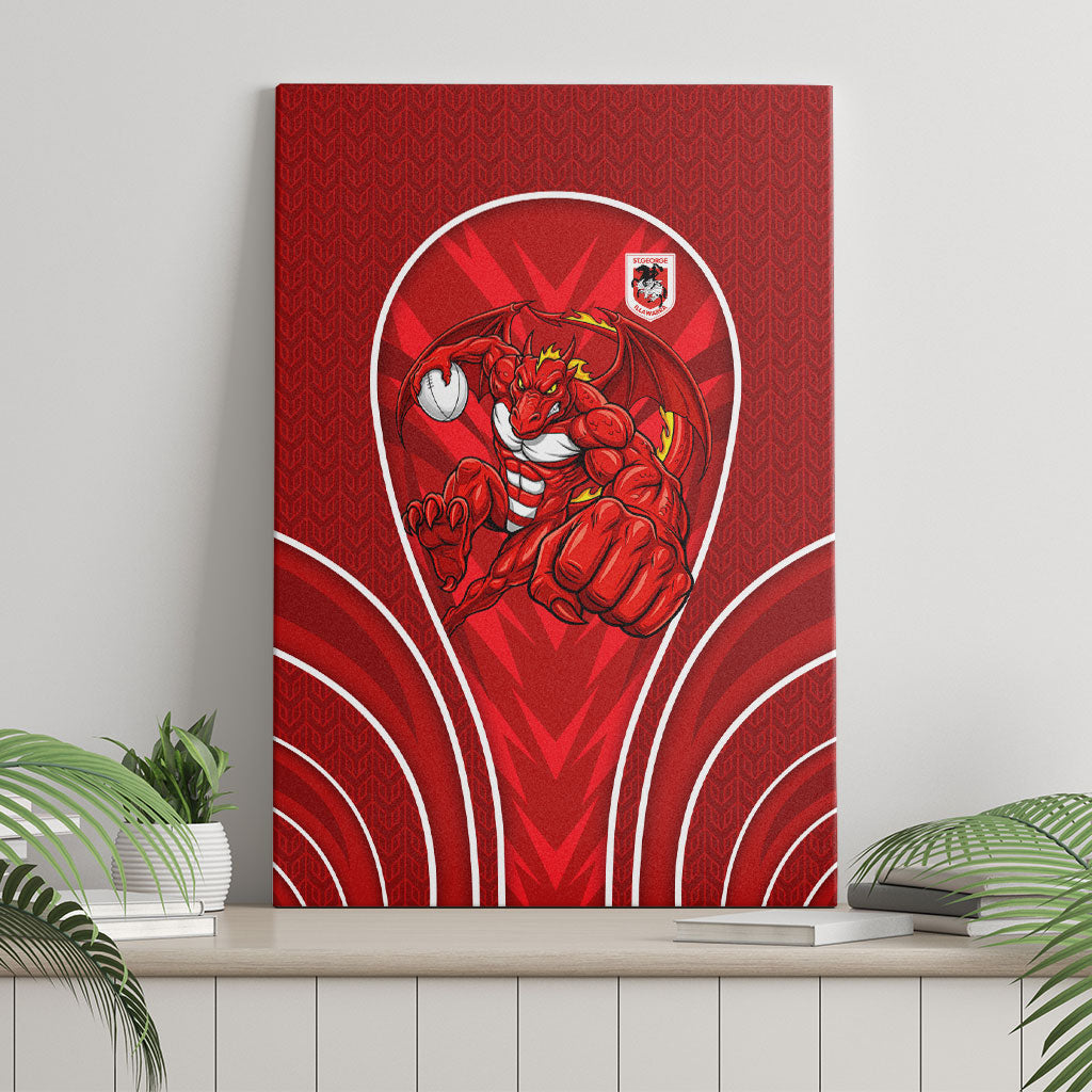 St George Illawarra Dragons Rugby Mascot Canvas Wall Art Australian Rugby Culture - Tribal Inspired Dragon