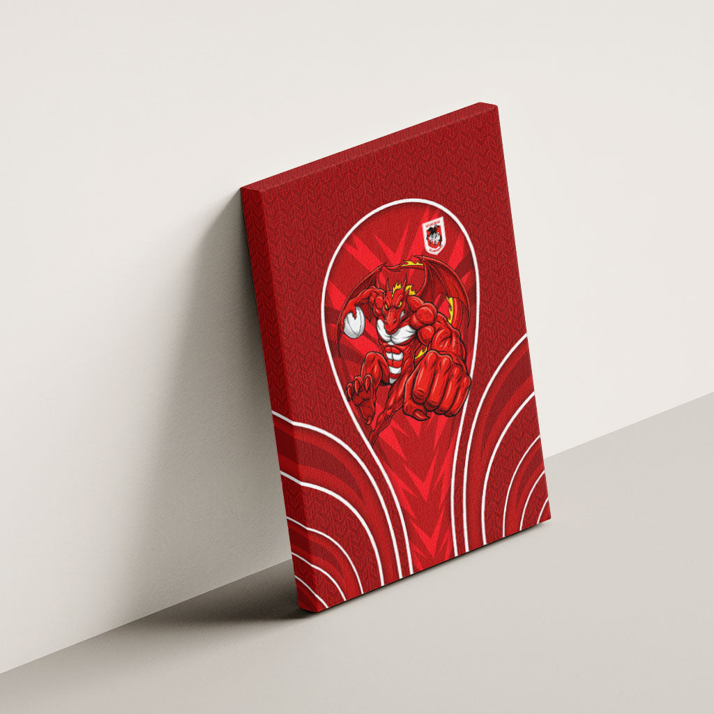 St George Illawarra Dragons Rugby Mascot Canvas Wall Art Australian Rugby Culture - Tribal Inspired Dragon