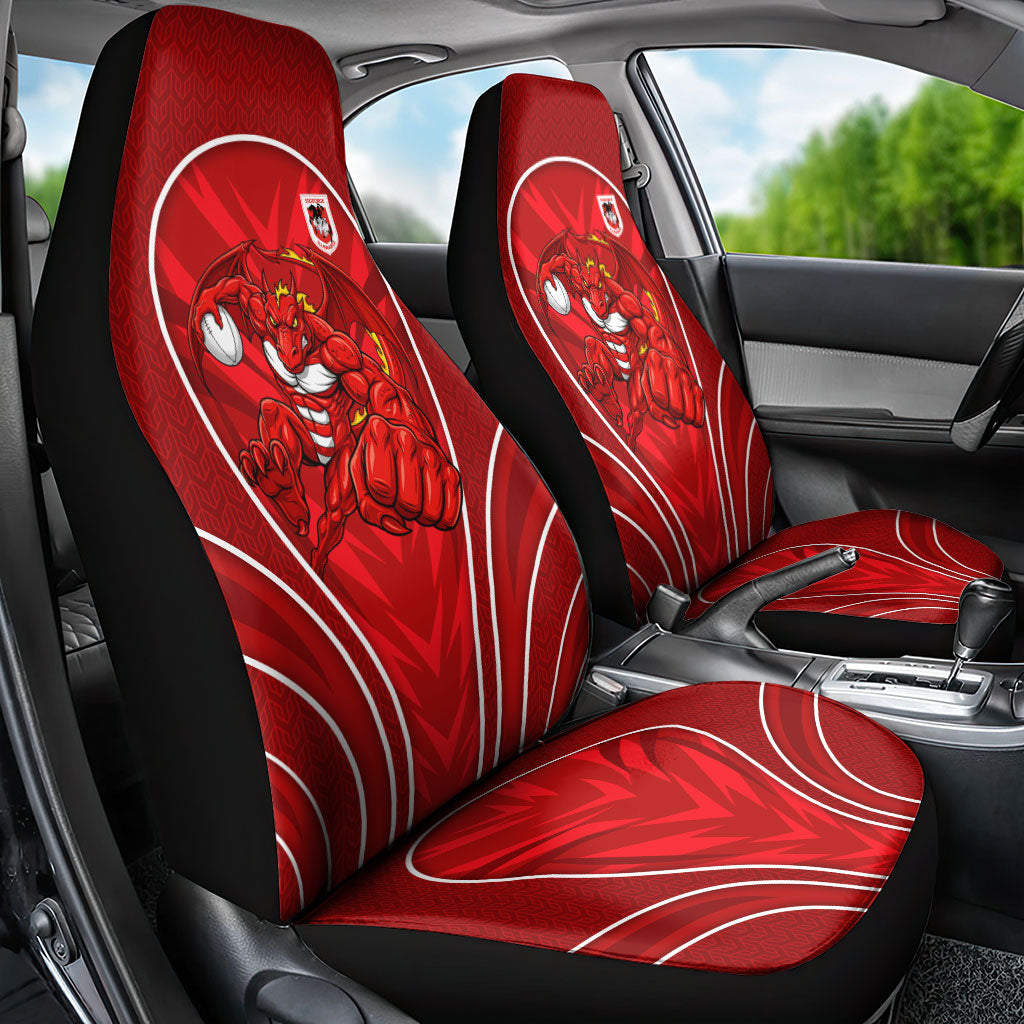 St George Illawarra Dragons Rugby Mascot Car Seat Cover Australian Rugby Culture - Tribal Inspired Dragon