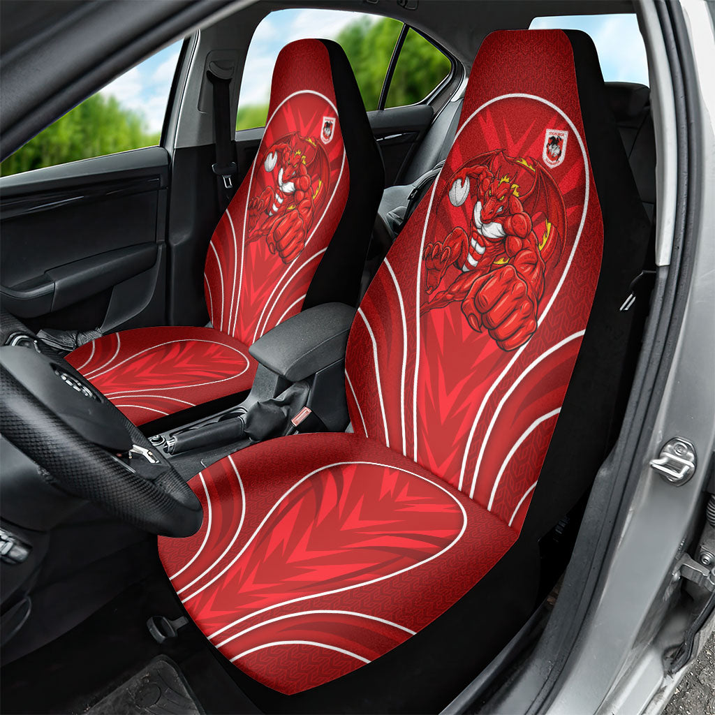 St George Illawarra Dragons Rugby Mascot Car Seat Cover Australian Rugby Culture - Tribal Inspired Dragon