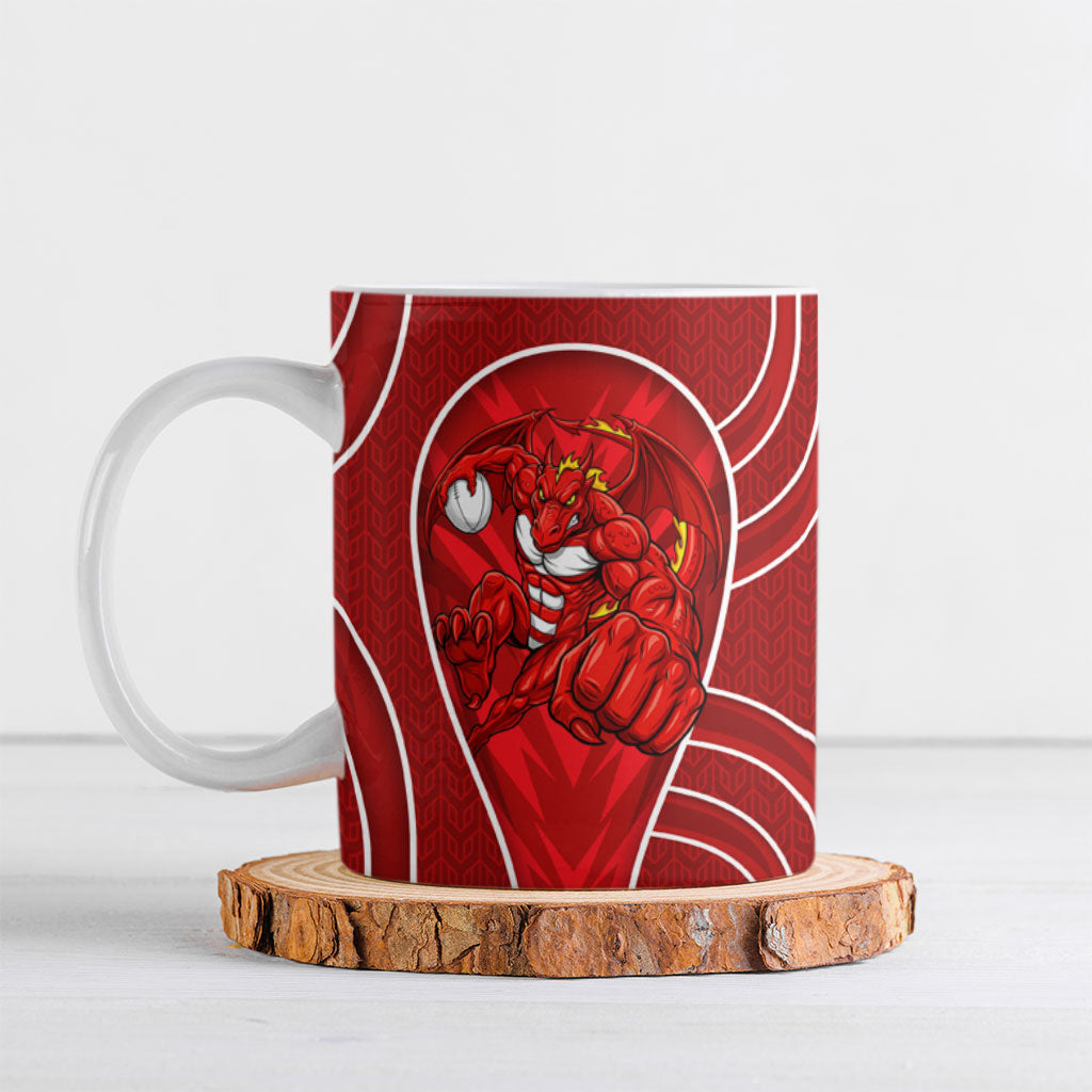St George Illawarra Dragons Rugby Mascot Ceramic Mug Australian Rugby Culture - Tribal Inspired Dragon