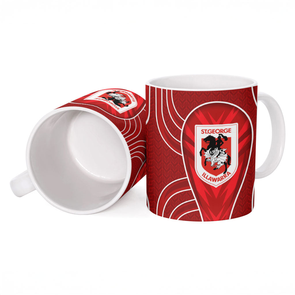 St George Illawarra Dragons Rugby Mascot Ceramic Mug Australian Rugby Culture - Tribal Inspired Dragon