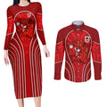 St George Illawarra Dragons Rugby Mascot Couples Matching Long Sleeve Bodycon Dress and Long Sleeve Button Shirt Australian Rugby Culture - Tribal Inspired Dragon