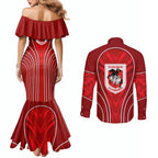 St George Illawarra Dragons Rugby Mascot Couples Matching Mermaid Dress and Long Sleeve Button Shirt Australian Rugby Culture - Tribal Inspired Dragon