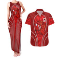 St George Illawarra Dragons Rugby Mascot Couples Matching Tank Maxi Dress and Hawaiian Shirt Australian Rugby Culture - Tribal Inspired Dragon